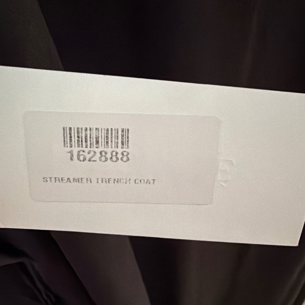 Juan Carlos Obando Womens Streamer Trench Coat Black Viscose Duster Bow Cuff NEW - Picture 4 of 10